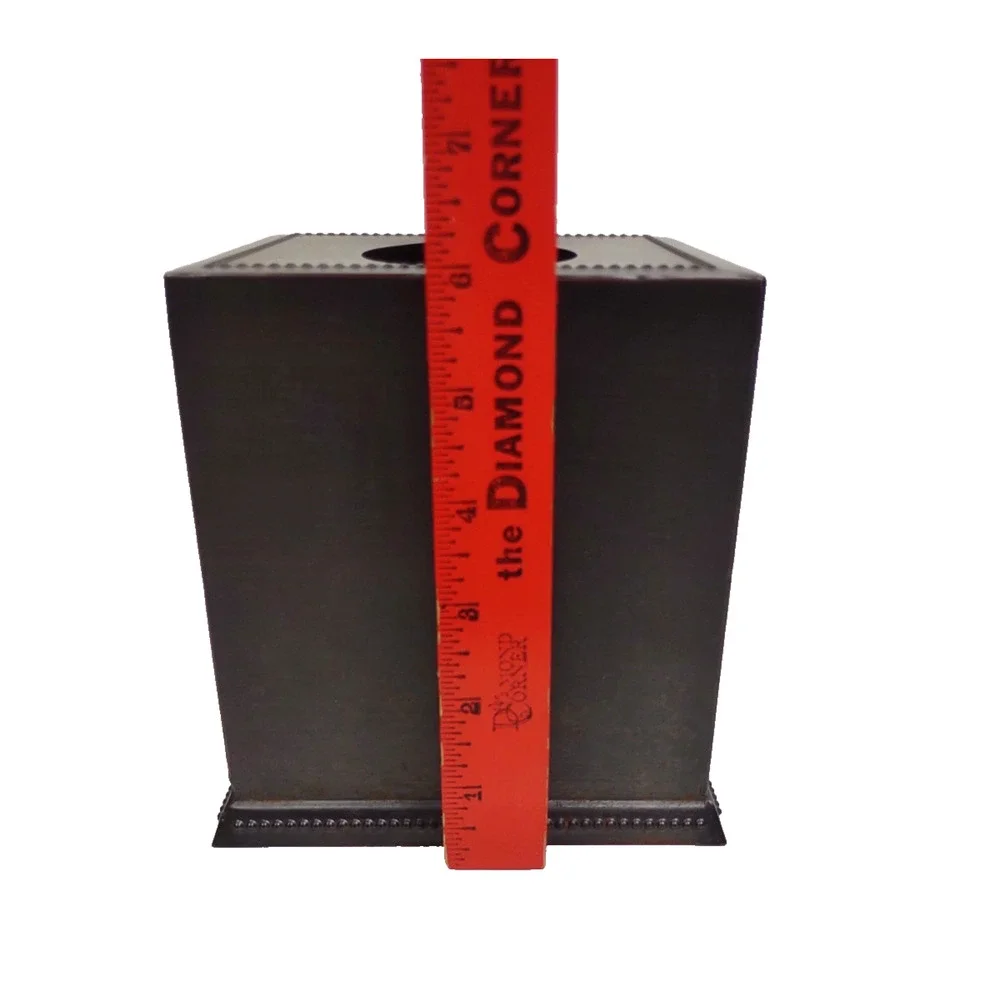 Brushed Bronze Dotted Metal Tissue Holder with Open Bottom Kleenex Box Cover 6